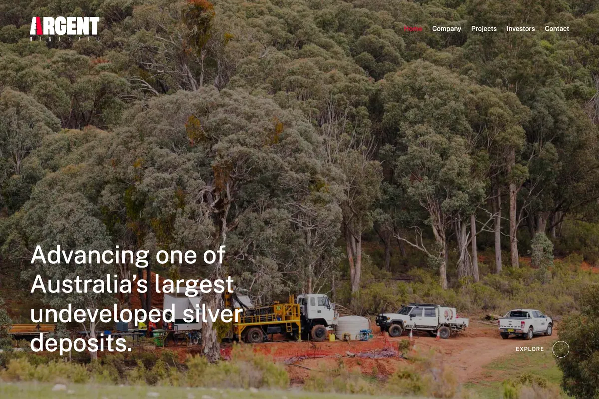 Argent Minerals website homepage