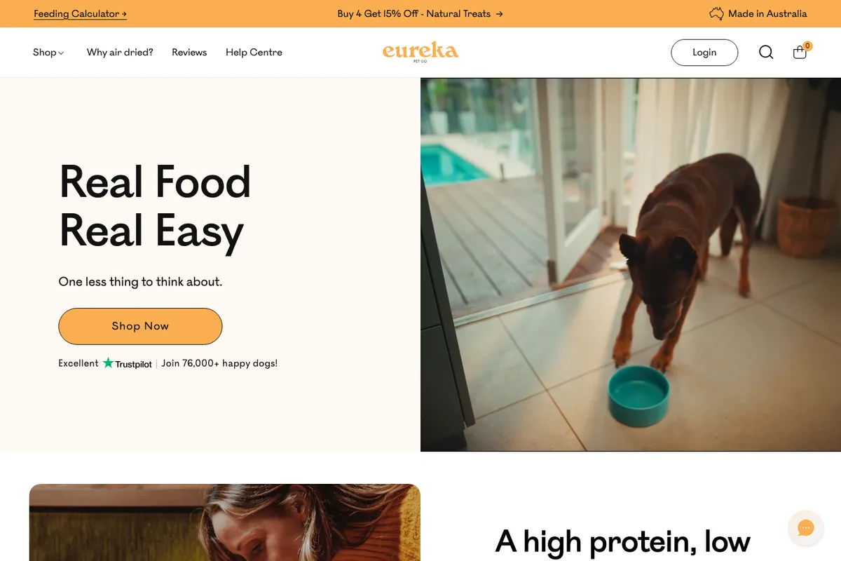Eureka Pet Co website homepage