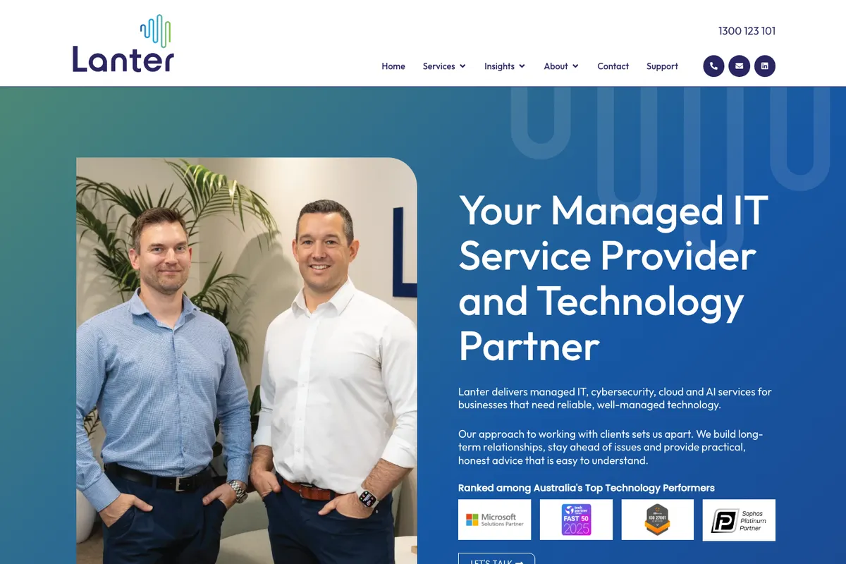 Lanter IT website homepage