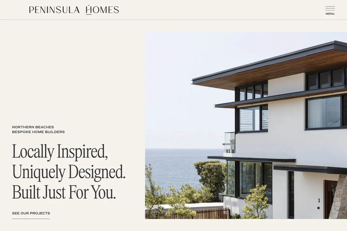 Peninsula Homes website homepage