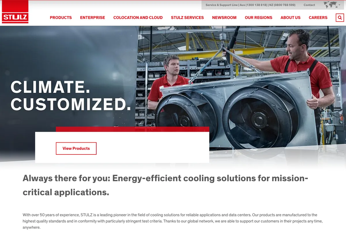 STULZ Oceania website homepage